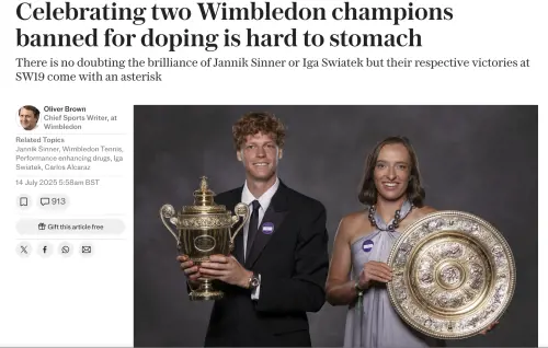 La stampa inglese insulta Sinner: "La vittoria degli avvocati"