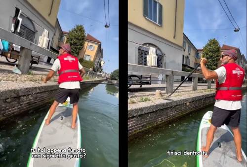 Passante getta sigaretta nei navigli, la reazione dell'attivista Simone Lunghi: "Prova a rifarlo e..."