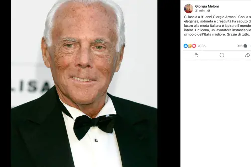 Morto Giorgio Armani, Meloni: “Grazie di tutto”