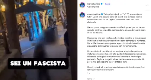 Screenshot del video pubblicato da Marco Battino che riprende l'aggressione