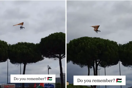 "Ricordi?". E il sorvolo in deltaplano scatena la polemica: "Nessun riferimento ad Hamas"