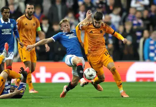 Alla Roma basta un tempo per piegare 2-0 i Rangers: in rete Soulé e Pellegrini
