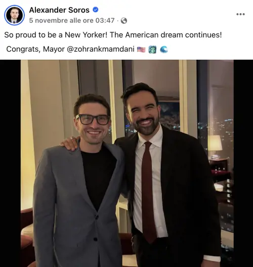 L'abbraccio di Soros junior a Mamdani e il cerchio che si chiude