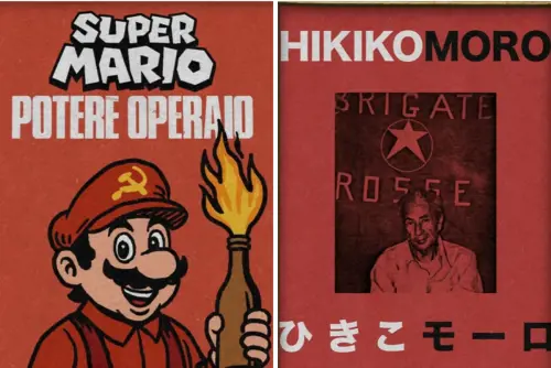 Super Mario "Potere Operaio" e "HikikoMoro". I poster choc che rendono "pop" il terrorismo