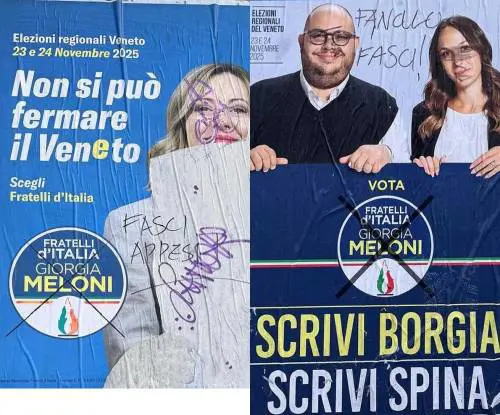 "Fan**lo Fasci", manifesti elettorali di Fratelli d'Italia vandalizzati in Veneto