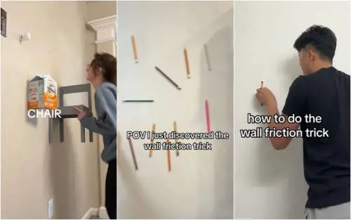 Wall friction trend, gli oggetti sfidano il muro (e la fisica) con l'ultimo fenomeno virale