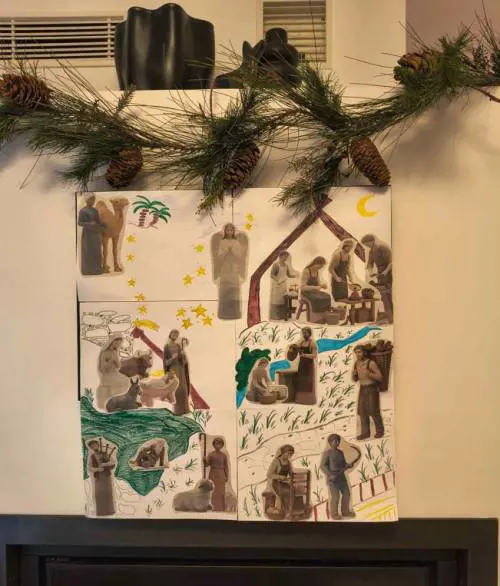 "Il presepe fatto da mia nipotina Viola con le immagini tratte da il Giornale" (Renato Baroni)