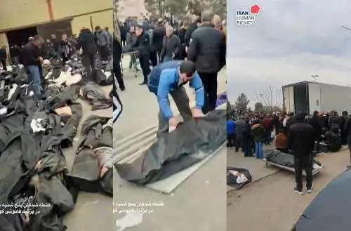 Trump: "L'Iran vuole negoziare". Foto choc: file di corpi nei sacchi neri