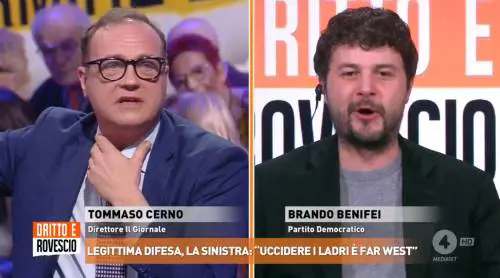 "Bisogna dire quello che vogliono loro… Ma con gente simile vuoi discutere sui ladri?". Il "vaffa" di Cerno alla sinistra e a Benifei