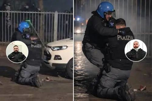 Parlano l'agente pestato e il suo soccorritore: "Ho avuto paura". "Quando l'ho visto accerchiato l'ho protetto con lo scudo"