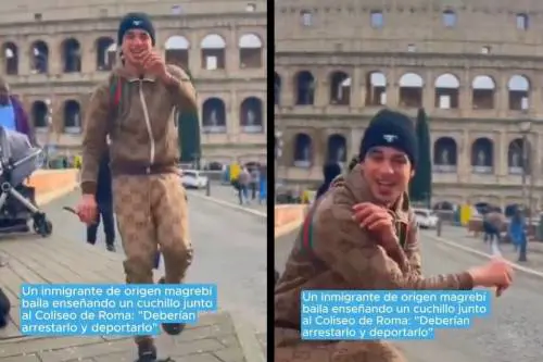 Balla davanti al Colosseo con un coltello in mano, poi carica il video su TikTok, egiziano denunciato