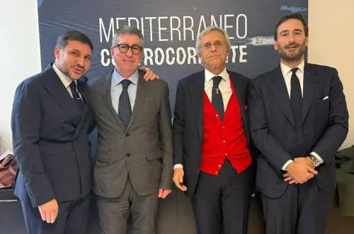 Il Presidente di Assarmatori Stefano Messina con i Vicepresidenti Franco Del Giudice, Achille Onorato e Vincenzo Romeo