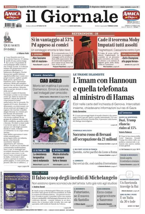 “Sì” in vantaggio al referendum, l’addio al bimbo col cuore “bruciato”, Hannoun e la telefonata al ministro di Hamas