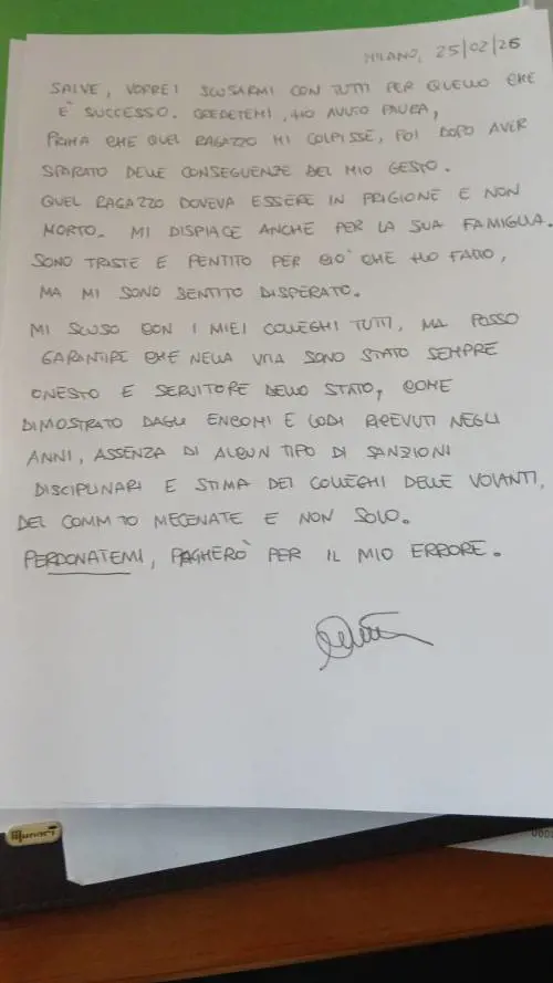La lettera di Cinturrino: "Perdonatemi, pagherò per il mio errore"