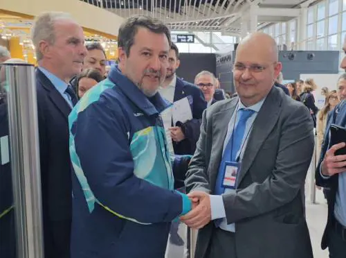 Al via il primo volo Aeroitalia con due cani di quasi 30 kg in cabina, alla presenza del Ministro Salvini