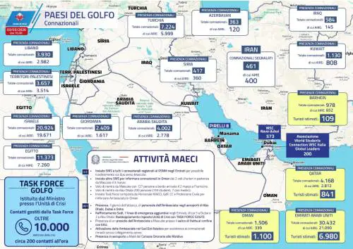 La mappa degli italiani nei Paesi del Golfo, Tajani: "Pronti nuovi voli"