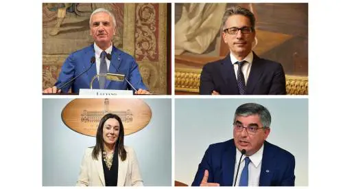 Nella foto i protagonisti da sinistra in senso orario Luciano Ciocchetti, Orfeo Mazzella, Luciano D’Alfonso e Vanessa Cattoi