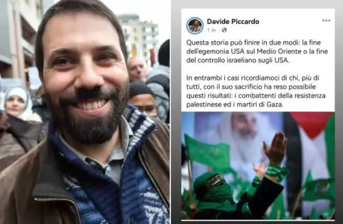 L'ultimo folle post di Davide Piccardo. Elogi alla resistenza palestinese e foto di Hamas
