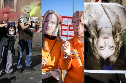 Al corteo No kings striscione degli anarchici per Cospito, Sara e Sandro. E poi insulti contro Meloni: "Vaffa...Giù le mani dai centri sociali"