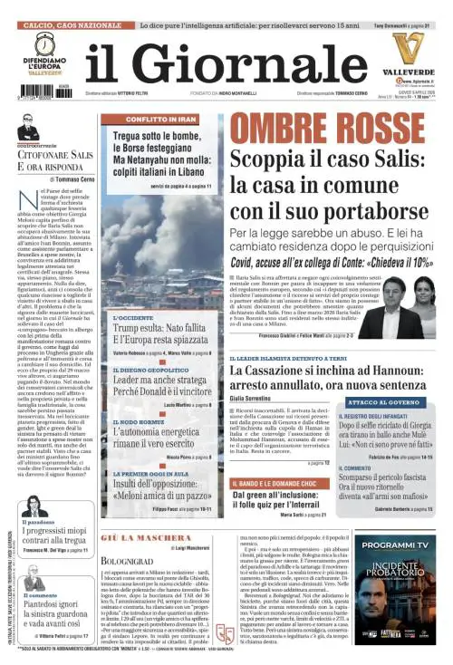 Salis e la casa in comune col portaborse, le borse festeggiano la tregua in Iran, la Cassazione di inchina ad Hannoun