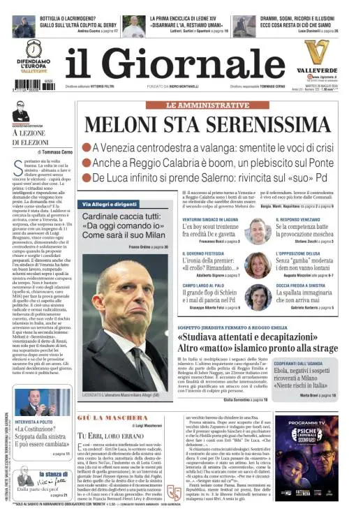 Meloni sta Serenissima, arrestato un altro "matto" islamico, rivoluzione al Milan