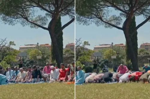 Canti arabi, preghiera e veli: il parco di Roma trasformato nella Mecca
