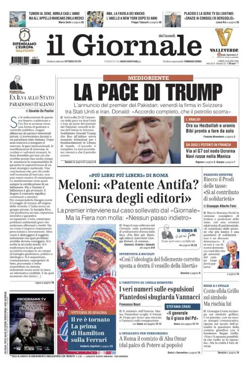 La pace di Trump, Meloni condanna la “patente antifa”, Hamilton vince in Ferrari