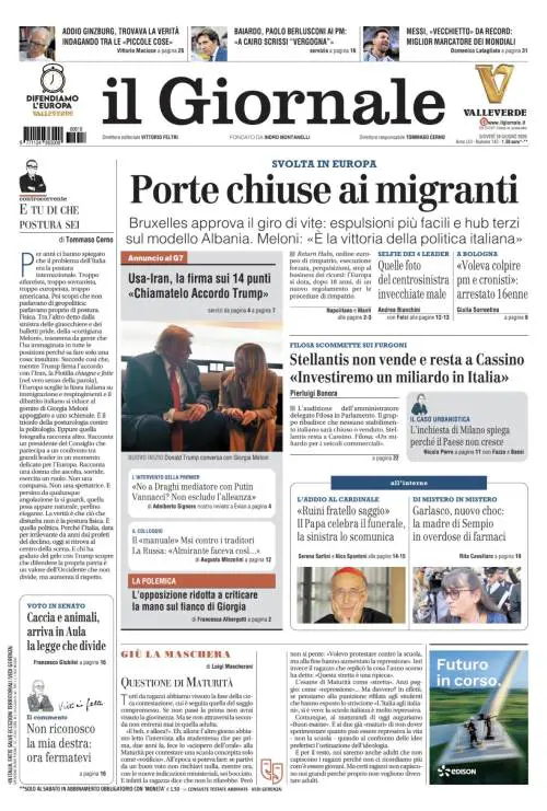 Porte chiuse ai migranti, USA-Iran: firma su 14 punti, Stellantis non vende e resta a Cassino