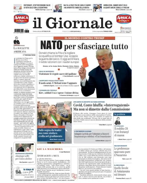 Trump: NATO per sfasciare tutto, Covid: Conte bluffa, Silvia Salis crolla nel gradimento