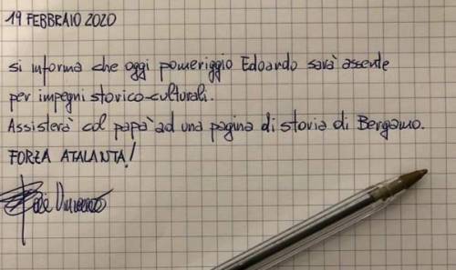 "Assente da scuola per assistere ad una pagina di storia di Bergamo". La giustificazione diventa virale