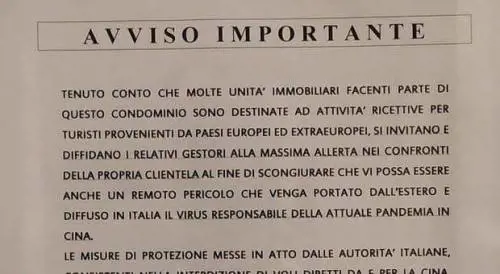 Coronavirus, avviso choc in condominio: "No a turisti sospetti"