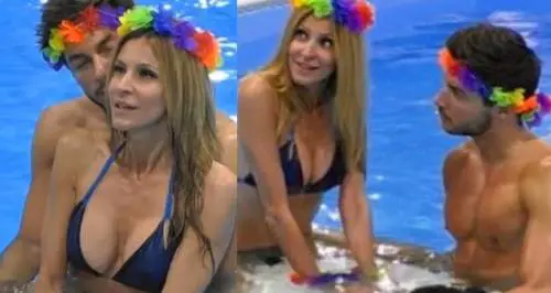 Adriana Volpe posa con Andrea Denver, in piscina: le foto bollenti