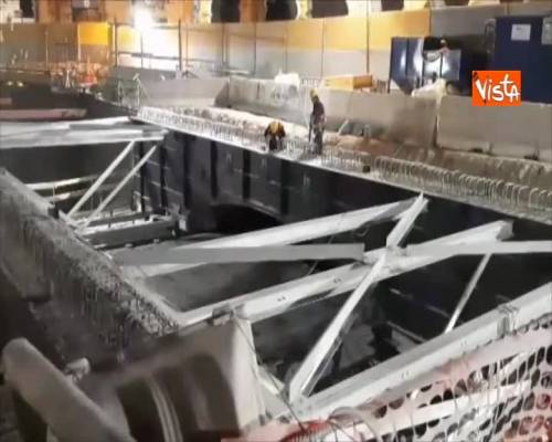 Lavori in corso a Colosseo per la realizzazione del ponte per la metro C