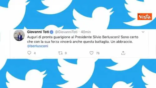 Berlusconi positivo al Covid, gli auguri di pronta guarigione da alleati e avversari su Twitter