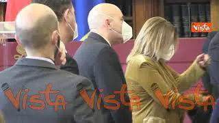 La Presidente Casellati saluta la stampa parlamentare dopo l'incontro per gli auguri di Natale