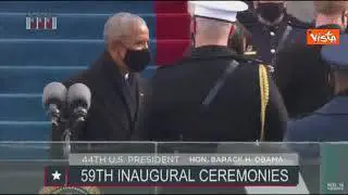 Barack e Michelle Obama alla cerimonia di inaugurazione della presidenza Biden