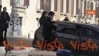 L'uscita di Mario Draghi da Montecitorio dopo l'incontro con Fico