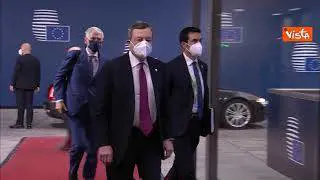 Il premier Mario Draghi arriva a Bruxelles per il Consiglio Ue