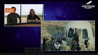 Bezos esce dalla capsula e viene sommerso di abbracci dall'equipaggio