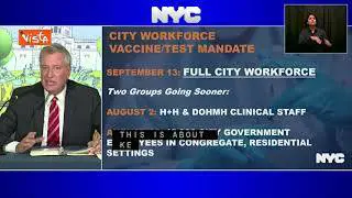 Il sindaco de Blasio annuncia: "Da settembre lavoratori di New York vaccinati o tamponi settimanali"