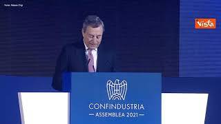 Draghi:" Governo che cerca di non far danni è già molto", applauso dall'assemblea di Confindustria