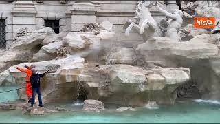 G20, i leader del mondo a Fontana di Trevi. Un gabbiano (che mangia un uccello) viene 'sfrattato'