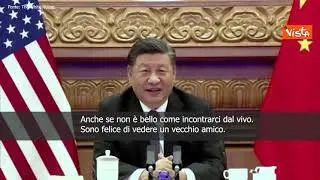 SOTTOTITOLI Xi Jinping saluta Biden al vertice Cina- Usa: "E' bello vedere un vecchio amico"