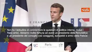 SOTTOTITOLI Macron: "Grande fortuna avere Mattarella e Draghi in Italia"