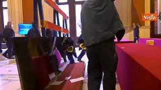 Allestimento del Transatlantico alla Camera per le elezioni del Quirinale