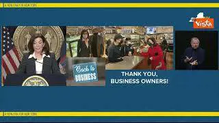 Hocul (Governatrice NY): Via mascherine al chiuso e stop richiesta prova vaccinale a clienti negozi