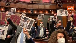 Bolkestein, la protesta di Fratelli d'Italia alla Camera, le immagini