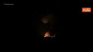 Attacco a gasdotto Kharkiv, le immagini dell'incendio