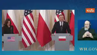 Polemiche per la risata di Kamala Harris in conferenza stampa con Duda, il video