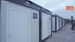 I primi prefabbricati allestiti a Borodyanka, in Ucraina